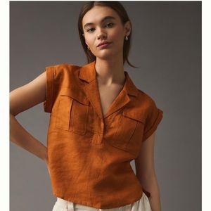 Anthropologie Linen Utility Shirt
